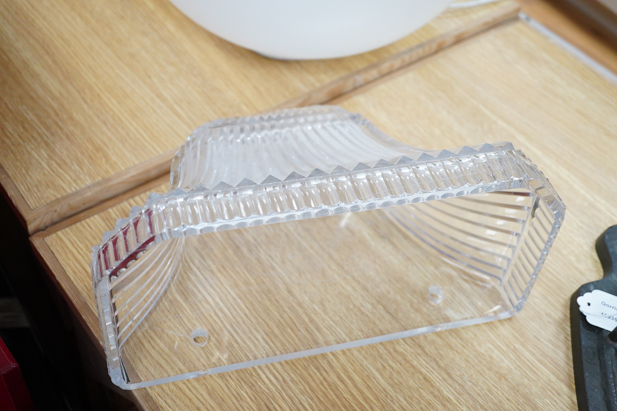 An Art Deco cut glass wall pocket, 33cm wide